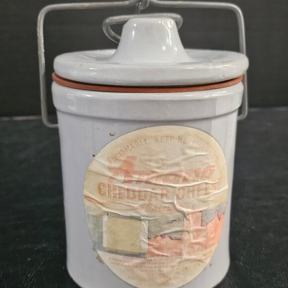 Vintage Bicentennial Stoneware Cheese Crock With Wire Bale Spirit of 76 - Picture 3 of 10